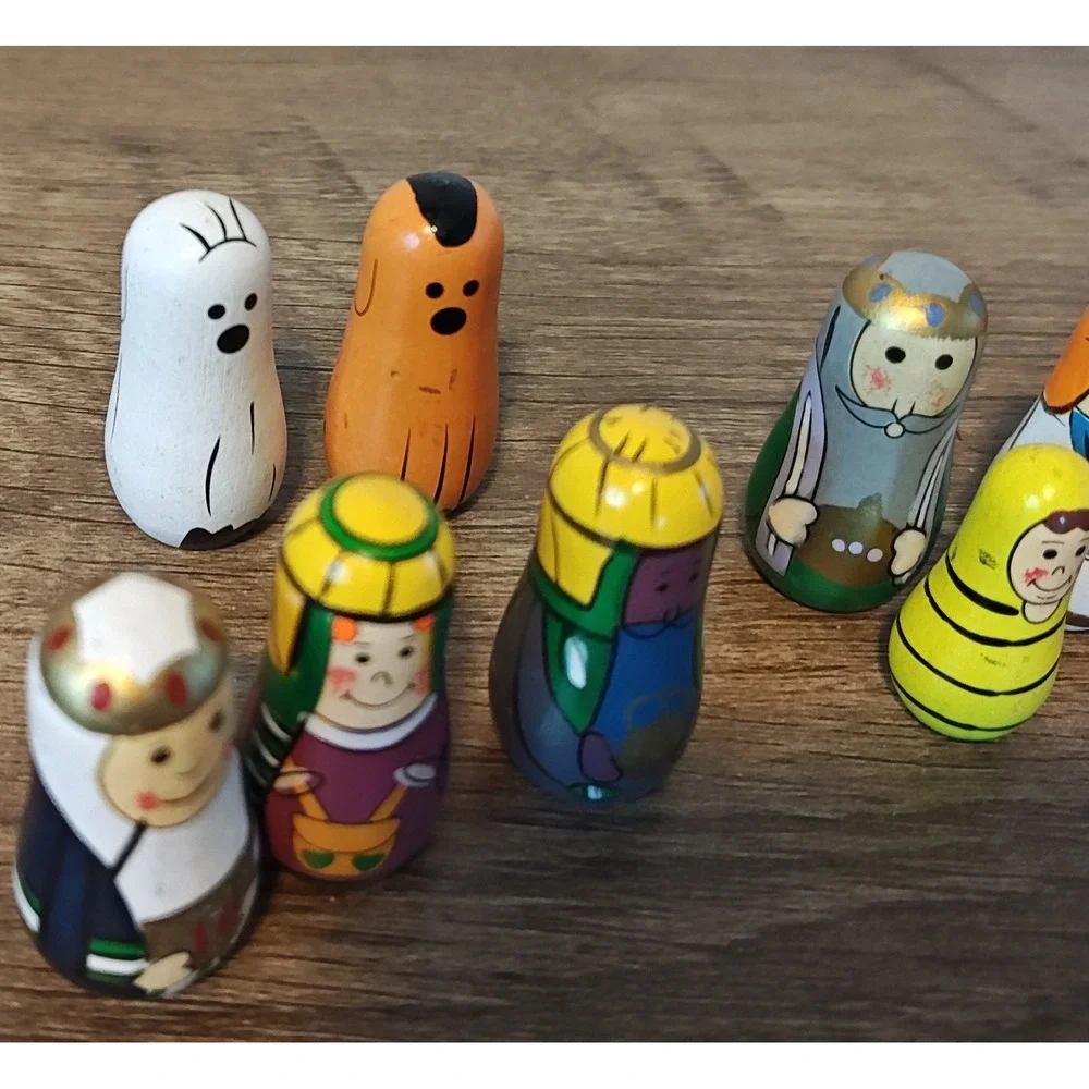 Oriental Trading Co Nesting Nativity Scene 11pc Multicolor Wood Folk Art Painted